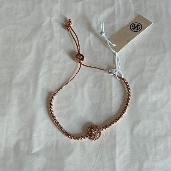 Tory Burch Rope Logo Slider Bracelet Rose Gold - Picture 1 of 6